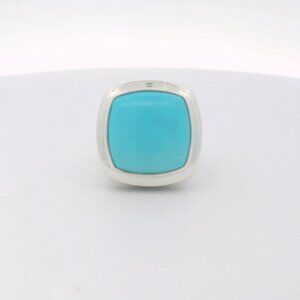 David Yurman Albion Sterling Large Turquoise Ring - Size 8